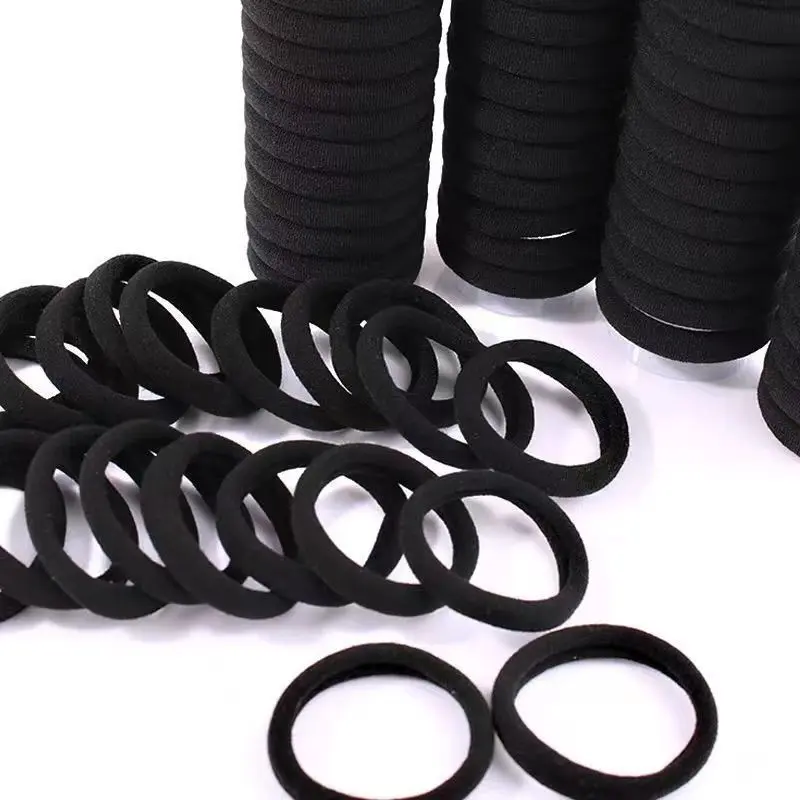 100 black hair ties, hair ties designed for thick hair, non-damaging hair ties, seamless hair ties, women's hair accessories, rubber band head ties