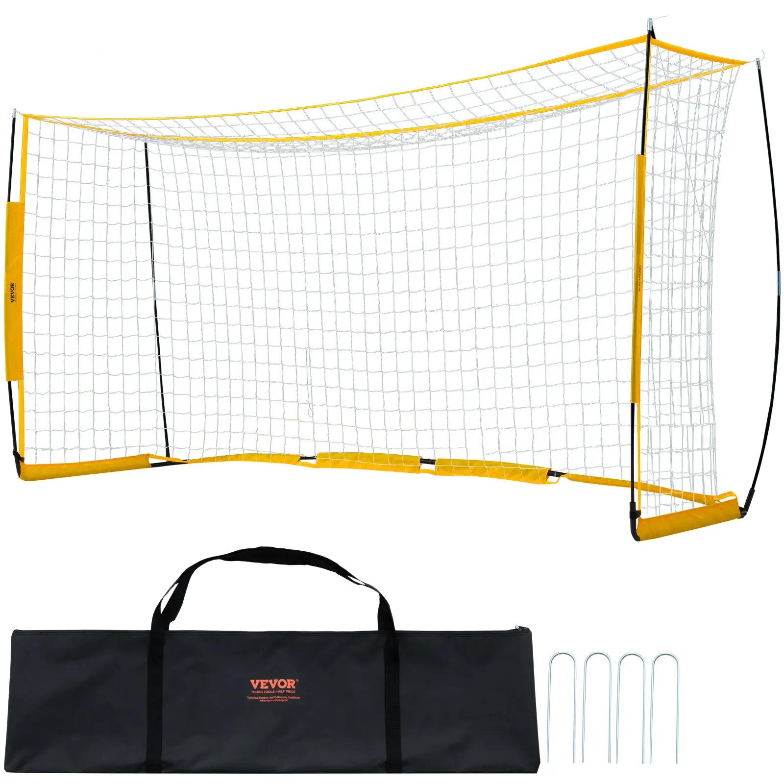 【DealsForYouDays】VEVOR Portable Soccer Goal, 12x6 ft Adults Kids Backyard Soccer Net, Large Practice Soccer Net, Steel Fiberglass Structure Training Goal Set, All-Weather Outdoor Soccer Goals with Carry Bag, Yellow