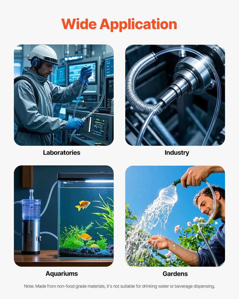 VEVOR Clear Vinyl Tubing, 1/2" ID x 5/8" OD, 10FT Plastic PVC Tubing, Flexible and Cuttable Clear Hose, 1/16 in Wall Thickness, High-strength PVC Material for Aquarium Irrigation Swimming Pool Lab