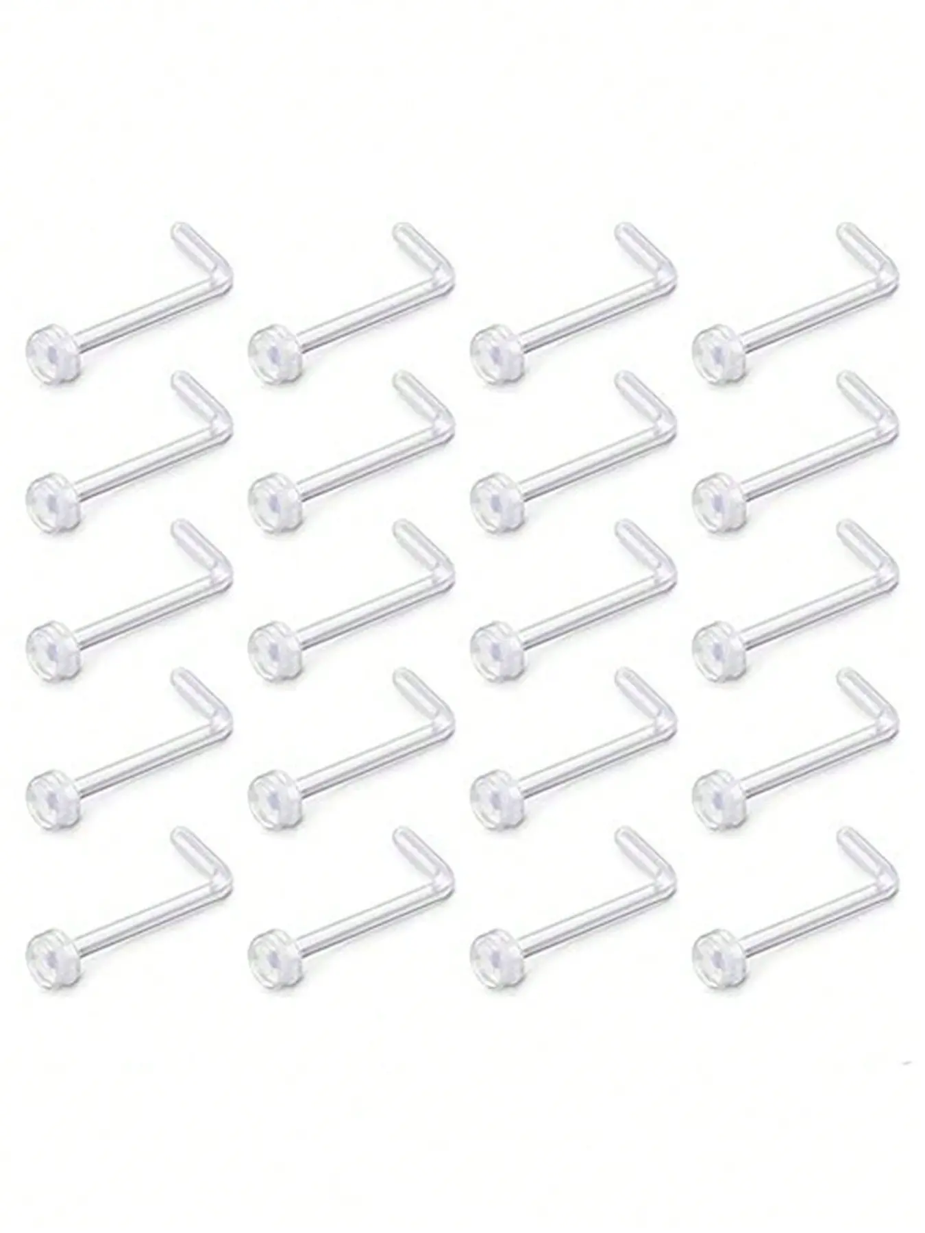 20 Invisible Acrylic Nose Studs, Discreet Piercing Jewelry, Safe & Comfortable, Ideal for Daily Wear, Hypoallergenic Design