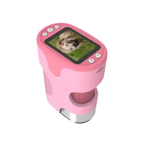 Pocket Microscope for Kids Portable Single Lens Microscope 2.0'' IPS Screen 200 Times Magnification Support Photo and Video Record Toy Binoculars PSTEM Educational Toys Indoor and Outdoor Christmas Bi