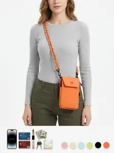 Women's Crossbody Shoulder Bag, Casual Fashion Phone Wallet, Nylon Material, All Seasons, Vertical Design, Coin Pouch Included