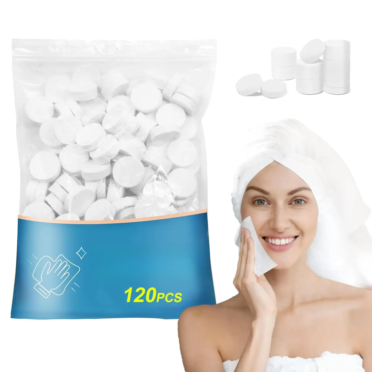 120 PCS Compressed Towels Bulk Coin Tissues Portable Mini Disposable Face Compressed Camping Towels  Travel Home Hotel and Outdoor Activities