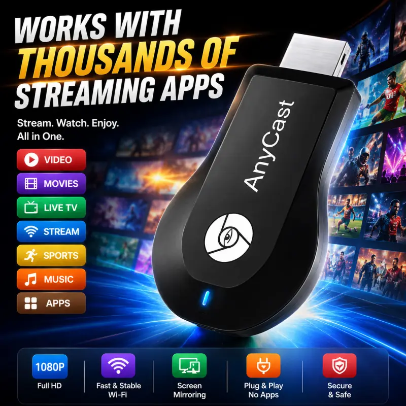 Wireless HDMI Adapter for TV, Screen Mirroring Device, Cast Videos Photos Audio from Phone Tablet Laptop to Big Screen, Electronic Gadgets