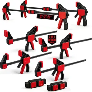 Bar Clamps for Woodworking with 2-Piece Clamp Connector, 12" Quick-Release Wood Clamps with 150 LBS Load Limit, Trigger Clamp Set, One-Handed Clamps/Spreader for Woodworking
