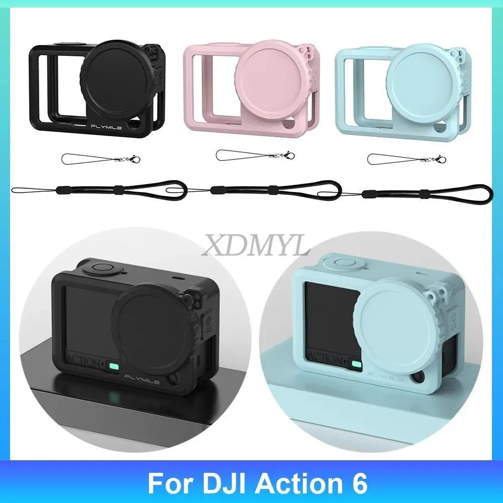 Silicone Protective Cover For DJI Osmo Action 6 Full Protector Case Scratch-proof Lens Cap Anti Loss Sleeve Camera Accessories