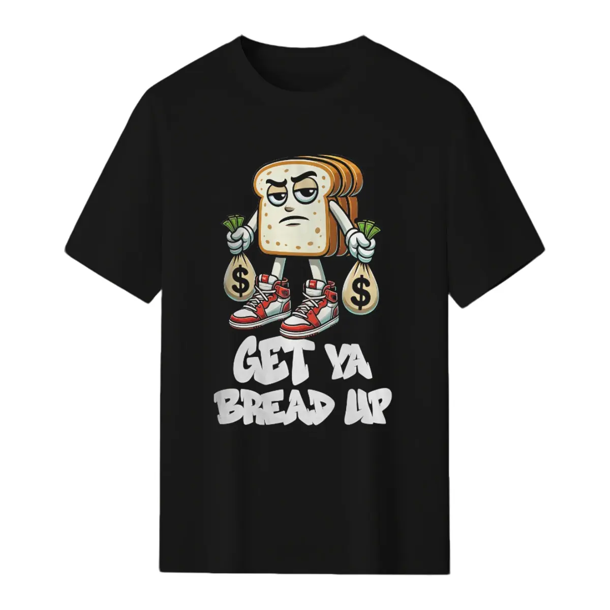Hip Hop Get Ya Bread Up Urban Streetwear Money Bags Hustle T-Shirt
