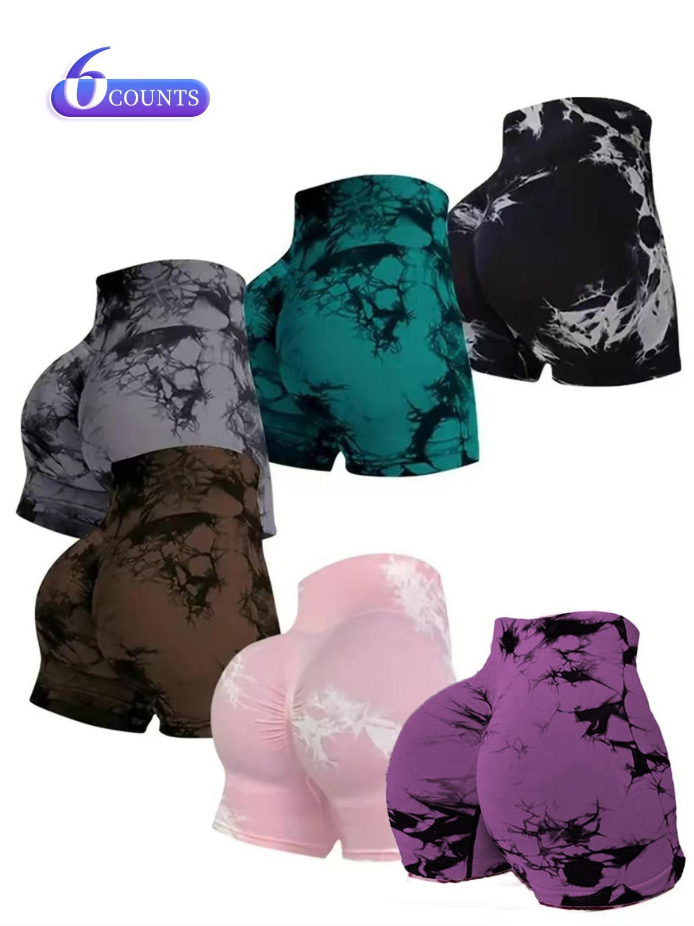 Women's Tie Dye Print Sports Shorts, Casual Comfy Breathable High Waist Skinny Shorts for Yoga Gym Workout Running, Ladies Sportswear for All Seasons, Athletic Shorts, Athleisure Shorts, Comfy Stretchy Shorts