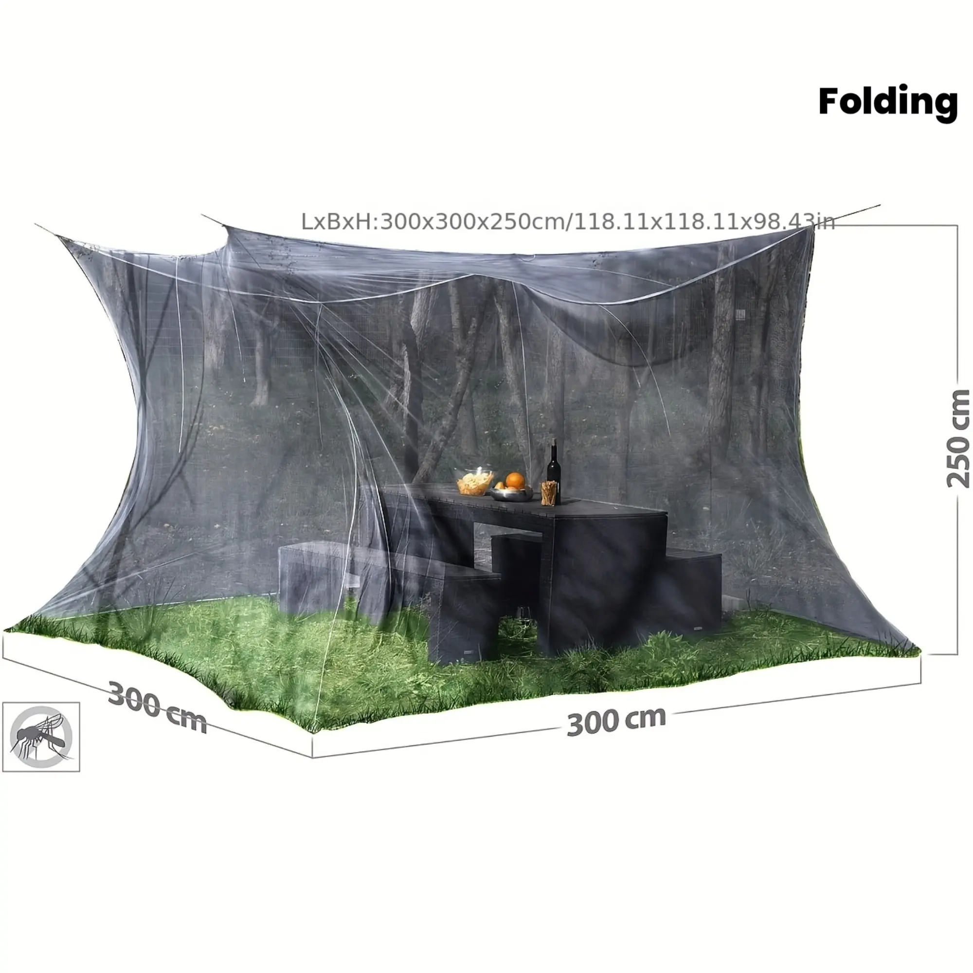 Summer Outdoor Double-Door Mosquito Net Tent with Four Corners, Insect-Proof Garden Mosquito Net, Foldable Ground Netting