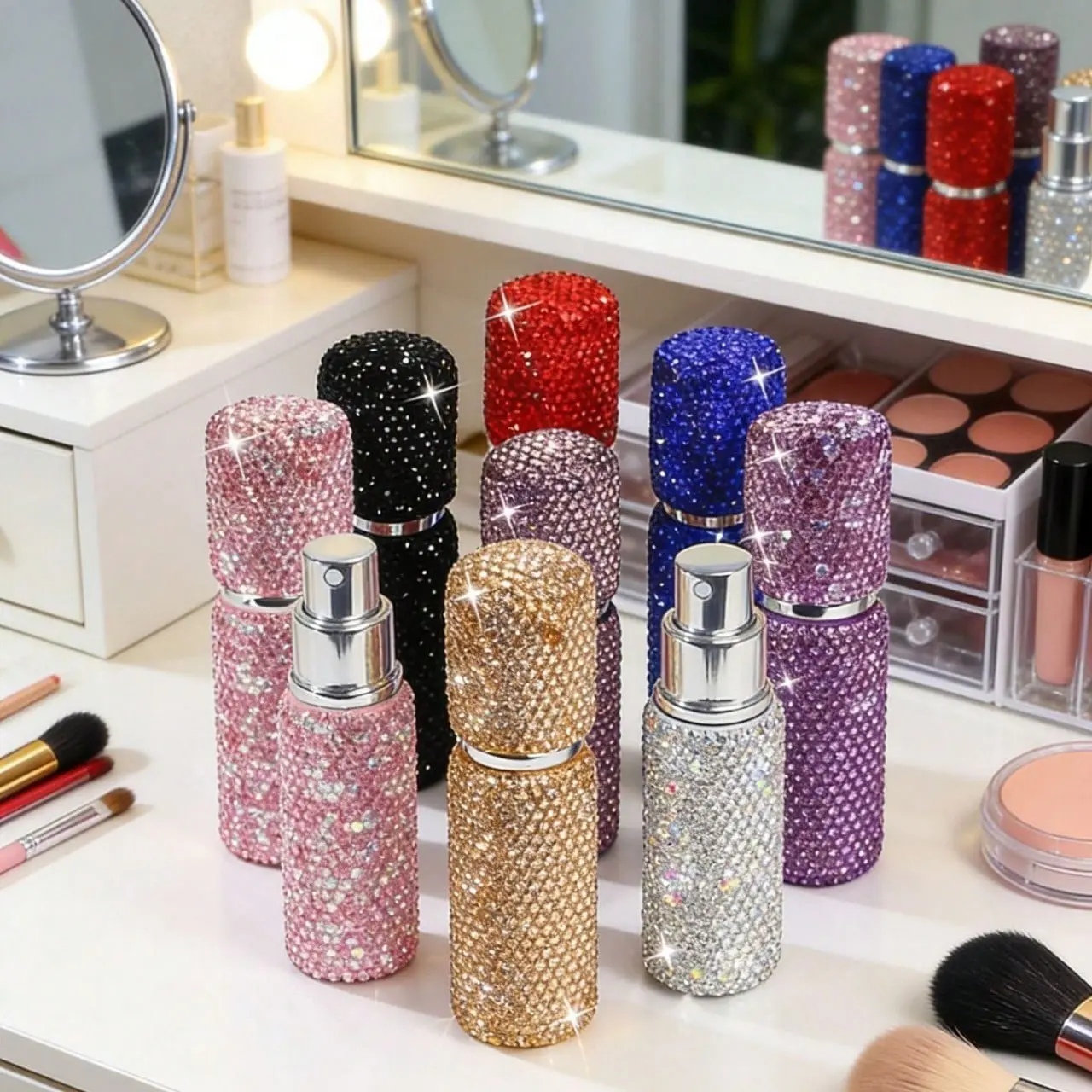 1Pc Refillable Mini Travel Perfume Atomizer, Pocket Portable Empty Cologne Spray Bottle, Leakproof Fragrance Pump Case, Travel Vacation Beach Camping Back To School Essential, Mini Scent Sprayer Organizer Accessories For Women Men Gift