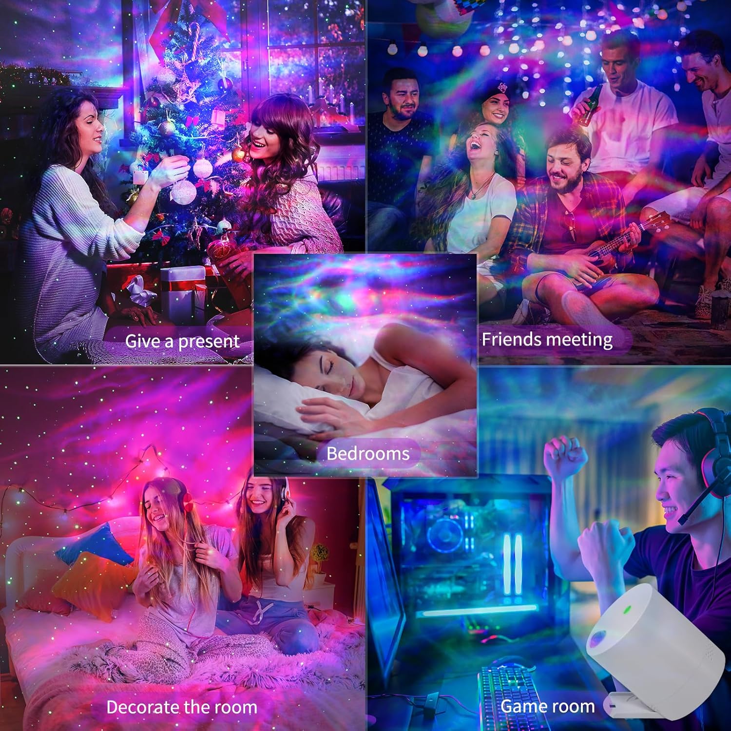 Star Projector, Galaxy Projector for Bedroom, Night Light Projector with Timer and Remote Control, Adjustable Speed and Brightness, for Aurora Projector for Bedroom, Living Room and Home Theater