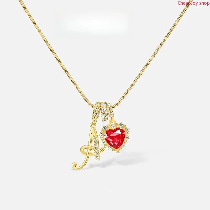 2026 Red heart-shaped 26-letter necklace, personalized birthday gift, custom-made necklace with initials, lobster clasps for allergy prevention, suitable for women and young girls to wear. Valentine's Day gifts and birthday gifts are the top choices.