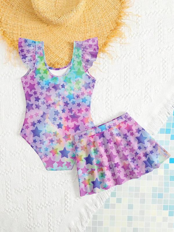 K-Pop Hunter Swimwear, Kpop Demon Hunters Beach Sweetheart Exclusive Swimsuit, Starry Gradient & Girl Group Print, Fashionable Halter Two-Piece Bikini