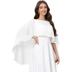 Chiffon Capes for Women, Sheer Shawls and Wraps for Evening Dresses Soft Capelet Wedding Cover Up