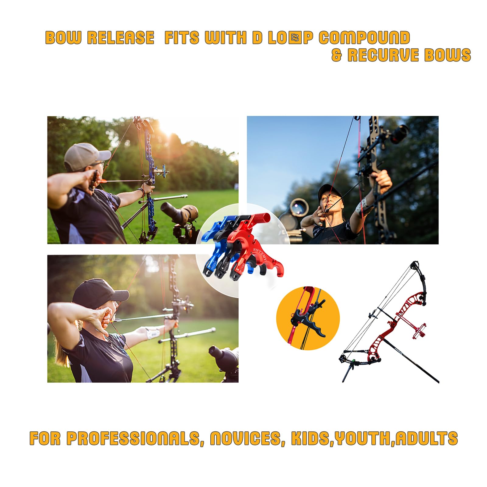 Unisex Aluminum Archery Bow Release - 360° Rotating Trigger, Ergonomic Design, Adjustable Camo Equipment for Compound & Recurve Bows, Boosts Accuracy & Durability for Outdoor Use