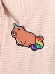 Cute Unicorn Capybara Enamel Pin Cartoon Capycorn Rainbow Tail Kawaii Animal Alloy Brooch Lapel Backpack Badge Fashion Jewelry Accessories Gift for Friends