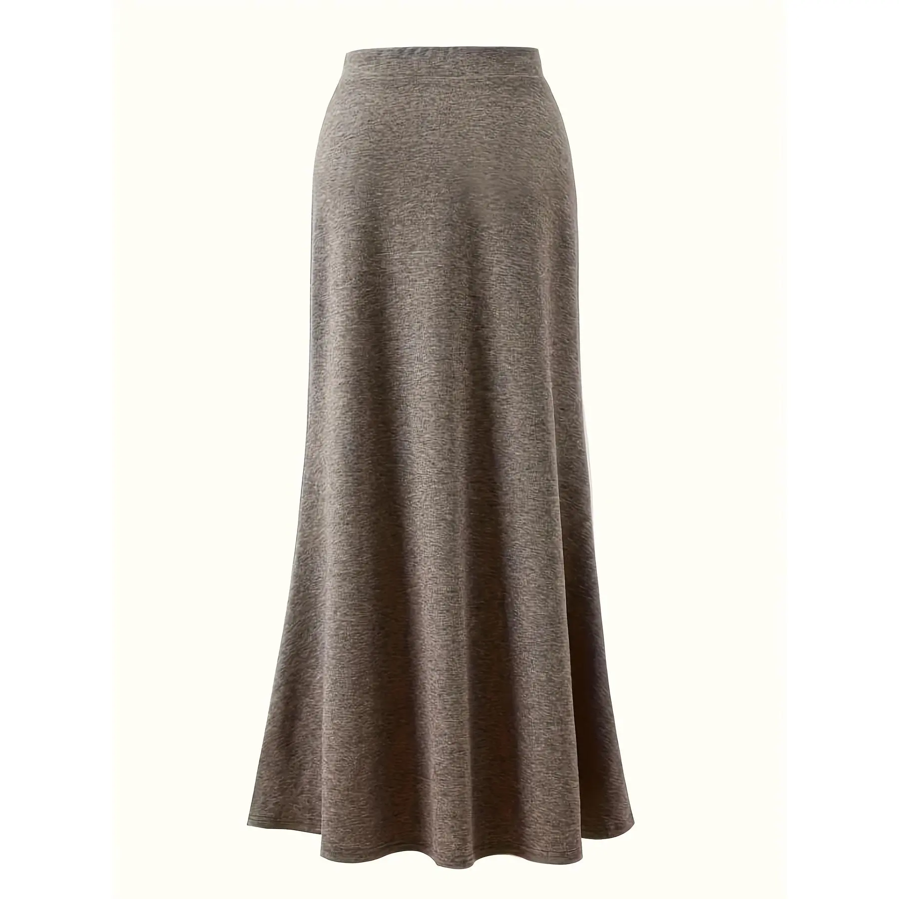 Women's Plus Size & Regular Sizes Chic Knit Polyester Fabric Elegant A-Line Mermaid Shape Bottom Skirt, Solid, Machine Washable, 72262, Medium Stretch, All Seasons, Plain, Lady, Clothes, Maxi Skirts, 100% Polyester, Plus Size Skirts