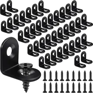40 count Black L Bracket Corner Brace, Stainless Steel Corner Bracket, 90  Metal Right Angle Bracket, Small L Brackets for Shelves  Furniture Cabinet Drawer with 80 count Screws (0.79 x 0.79 in)
