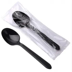 100pcs Individually Wrapped Plastic Spoons, Heavy Duty Disposable Spoons for Parties, Restaurants, Travel, Takeout & Daily Meals
