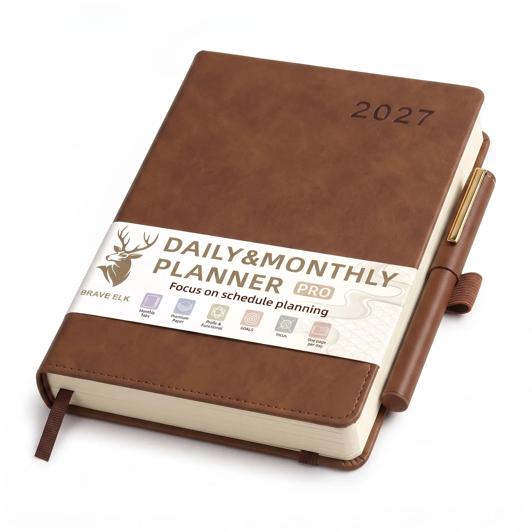 Modern 2027 A5 English Daily Calendar Corporate Planner, Student Academic Planner, Sleek Hourly Appointment Agenda Book, 365 Days Notebook Diary & Efficiency Handbook for Students, Professionals & Goal Tracking