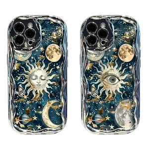 Celestial Sun and Moon themed phone case   for iPhone 17, 16, 15, 14, 13, 12, 11 Pro Air Plus ProMax and Samsung S26-S22 Plus shock-absorbing phone cases, fashionable gift.