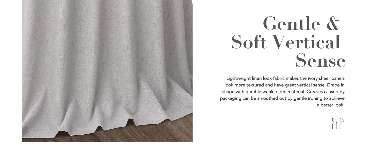 Silver Birch Linen Curtains 90 Inch Length 2 Panels Set for Living Room Rod Pocket Back Tab Window Drapes Light Filtering Modern Farmhouse Curtain 90 Inches Long for Dining Room Bedroom 52x90