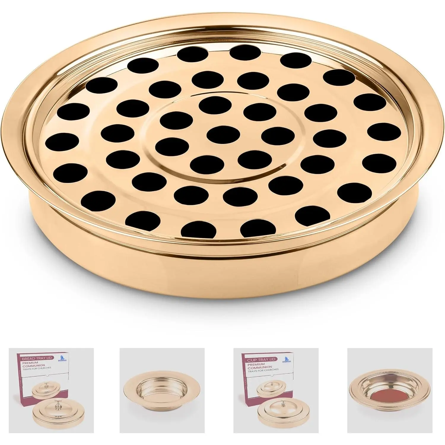 (Cup Tray)   Communion Trays for Churches | Stainless Steel Communion Ware Set, Supplies | 40 Cup Tray