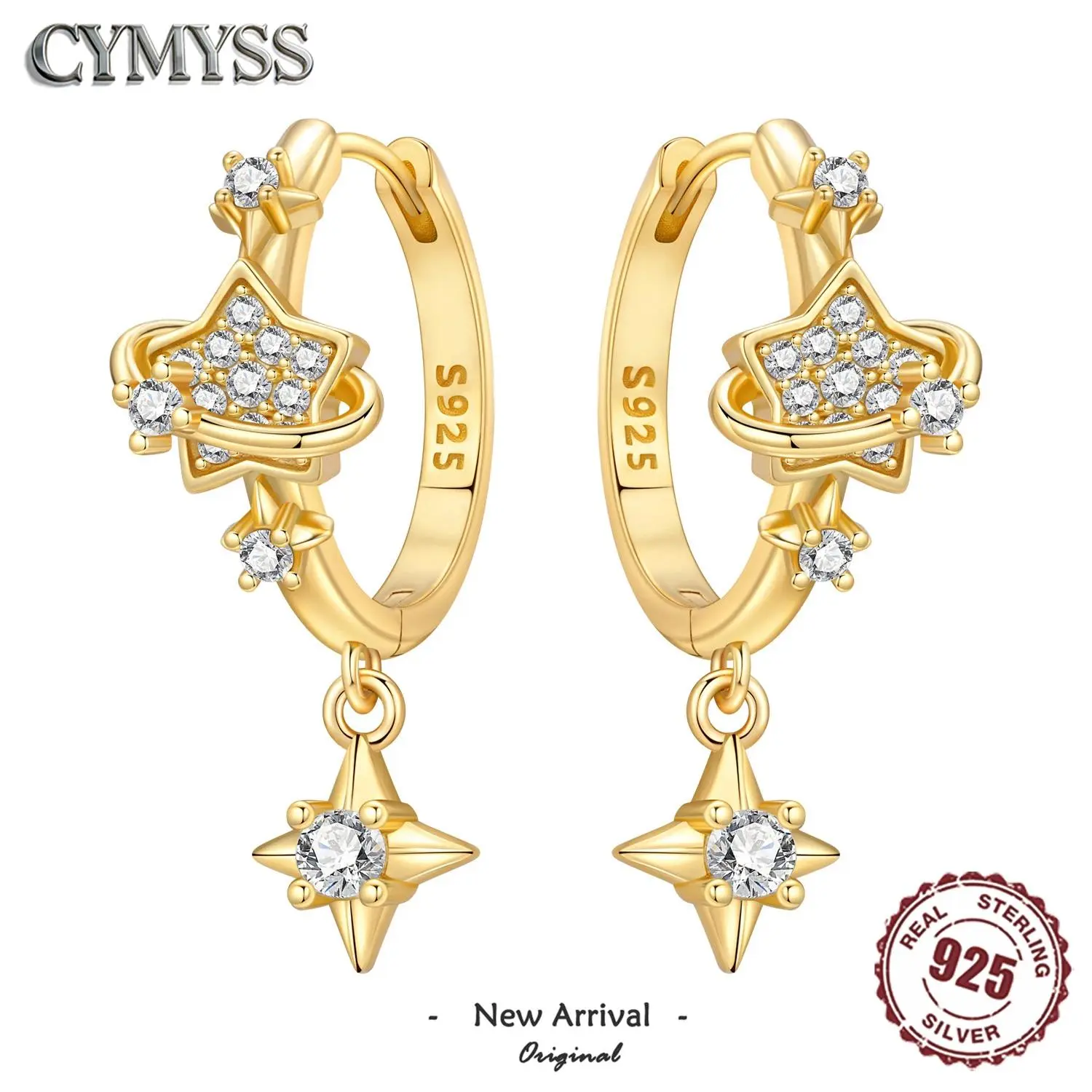 Original 925 Sterling Silver Planet Starlight Earrings Fashion 18K Gold Hoop Earring for Women Piercing Jewelry Aretes Gifts