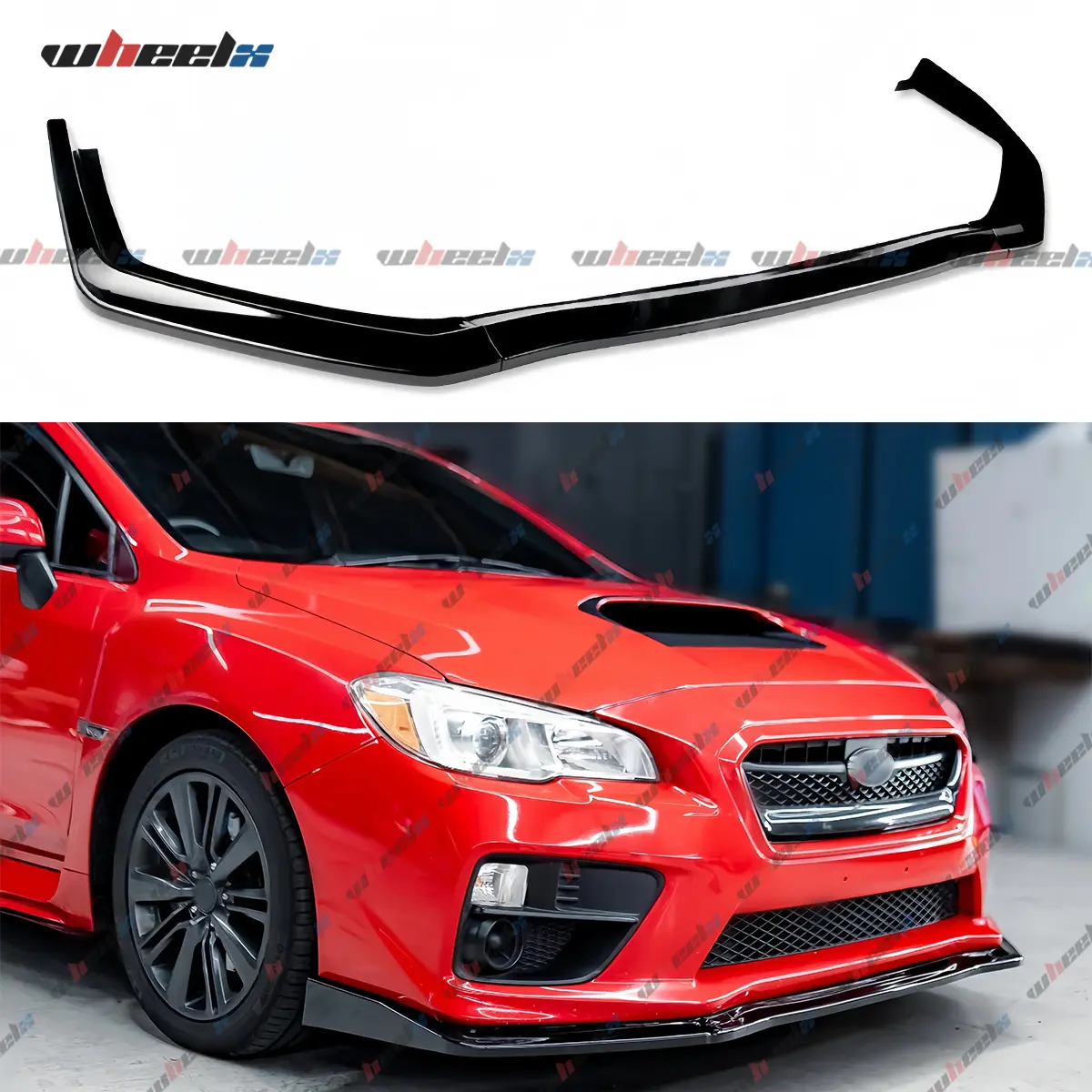 Glossy Black ABS Bumper Lip Kit for 2015-2021 Subaru WRX STI Sedan, Vehicle-Fit Aerodynamic Trim with Front Spoiler Splitter, Side Body Kit, Screw Mount, Down-Force Boost, Handling-Improving Auto Accessory