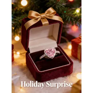 Heart Shaped Pink Diamond Open Ring – Luxurious Light Pink, Adjustable Design. Perfect for Daily Wear, Party & Valentine's Day. Great Gift for Her.  cluster ring Infinity Pinky Promise Set