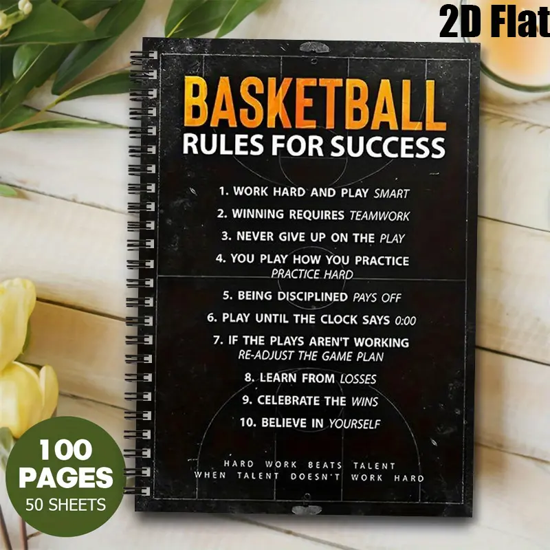 1 Basketball Rules Spiral Notebook, Spiral Bound Notepad, 5.7x8.26 Inch, Lined Pages, Durable Binding, Sports Training Journal, Team Practice Notes, Basketball Game Analysis Notebook, Ideal Gift for Basketball Players Coaches Fans