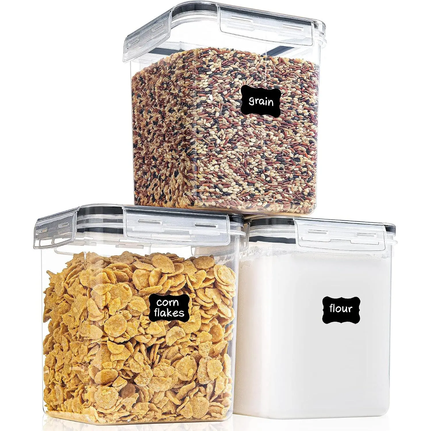 Medium  Storage Containers with  Airtight 2.5L /84.5Oz, for Flour, Sugar, Baking , 3 count  Plastic Canisters for Kitchen Pantry Organization