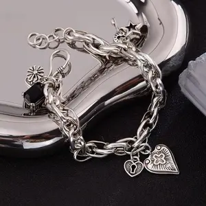 2026 New Adjustable String Bracelet with Vintage Heart-Cross Pendant, Heart Design, Adjustable String Fit, Everyday Style Sports & Outdoor Protective Gear Accessory, Perfect Gift for Him & Her