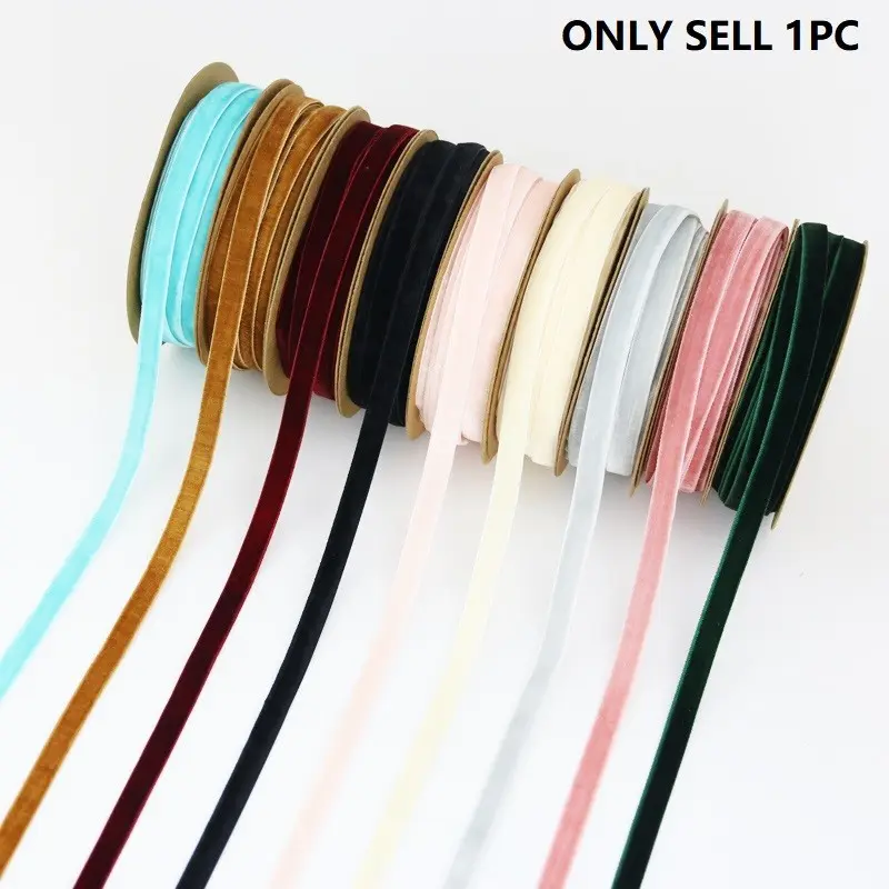 10m Velvet Ribbon Roll, 1cm Wide Vintage Nylon Velvet Tape, Ideal for Gift Wrapping, Home Decor, DIY Crafts, Holiday Decoration, Gift Wrapping Supplies