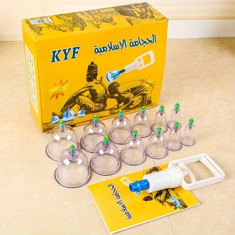 12-Piece Vacuum Cup Set, Cupping Set, Cupping Treatment Set for Massage, Acupressure, Acupuncture, Fat Reduction, Lymphatic Drainage, Body Care Tools
