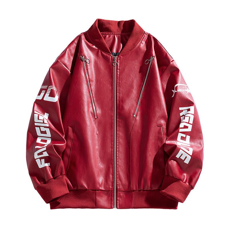 Men's Heavyweight Retro Hip-Hop Street Motorcycle Jacket Men's Leather Jacket Loose Fit Men's Heavyweight Retro Hip-Hop Street Motorcycle Jacket Men's Leather Jacket Loose Fit