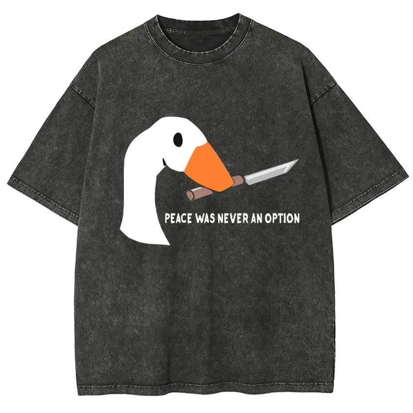Unisex funny goose holding knife graphic tee 100% cotton short sleeve vintage graphic tees oversized tshirt unisex casual back to school street clothing sarcastic meme apparel holiday gag gift tee