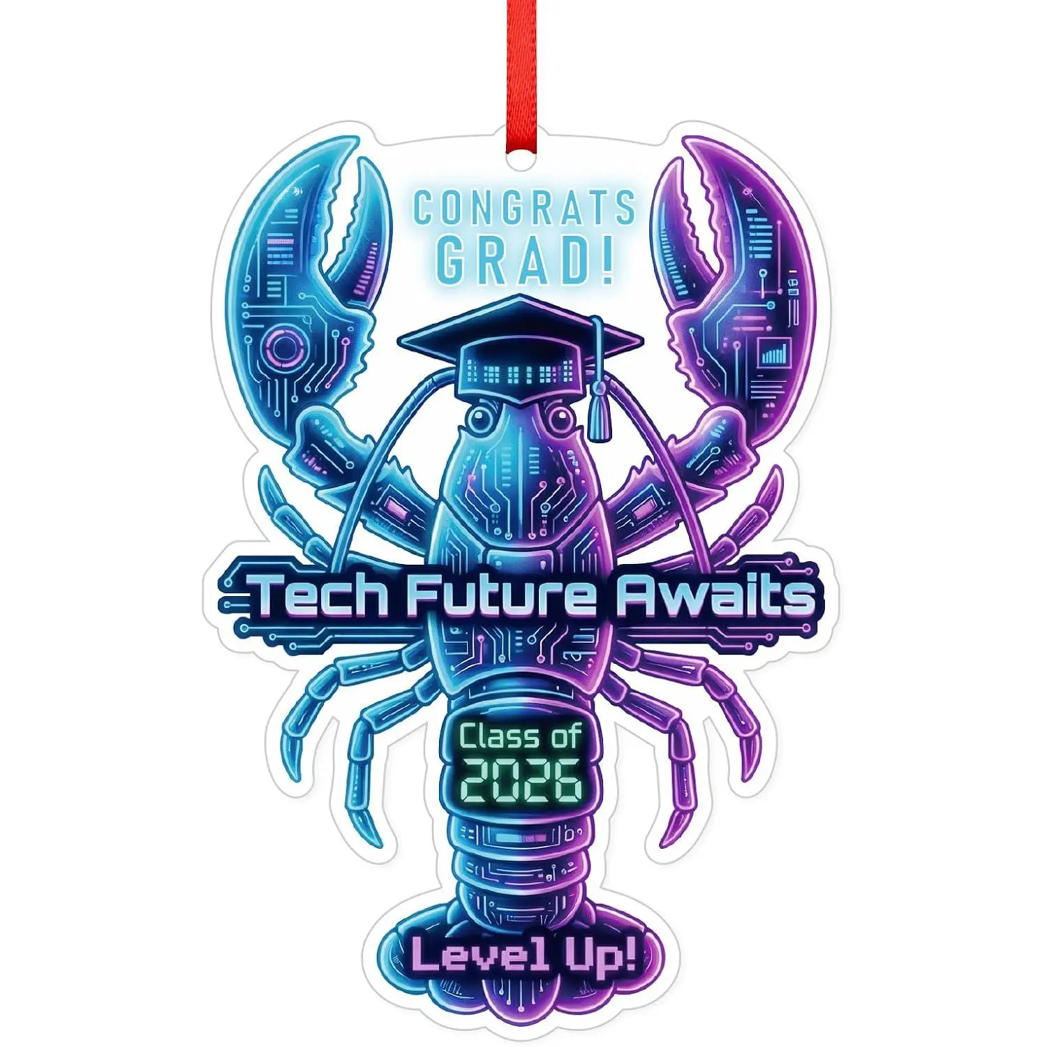Hot Topic Lobster Graduation Ornaments 2026 - Cyber Style College Graduation Gifts for Men Women - High School Grad Gifts for Him Her Boys Girls - Tech Future Awaits