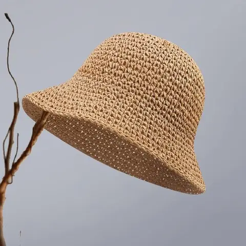 Women's Unisex Handmade Woven Straw Bucket Hat - Handmade Craftsmanship, UV Resistant, Lightweight Breathable Tropical Sports & Outdoor Hat for Summer Beach Use