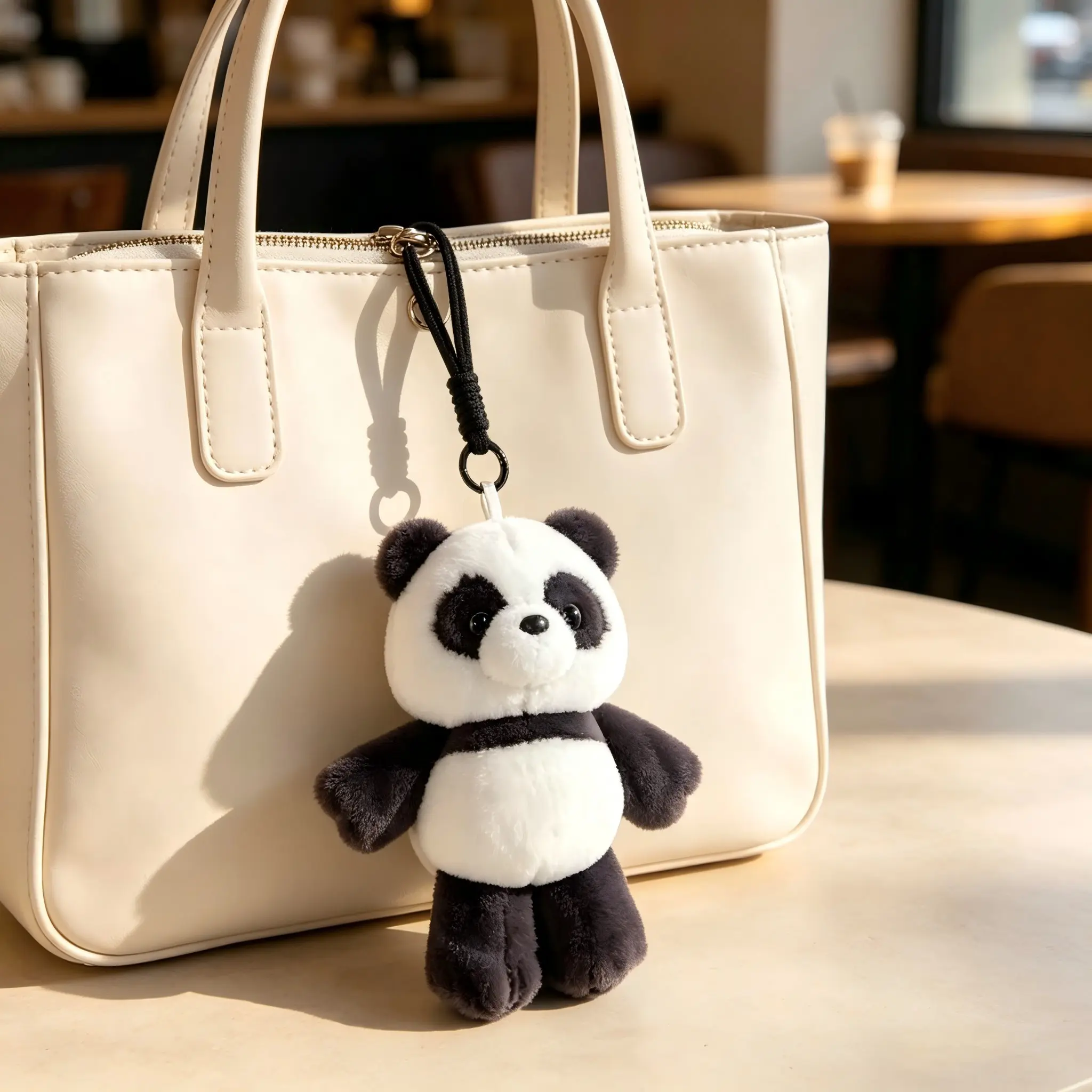 1pc Running Panda Plush Toy Keychain, Strap Panda Bag Accessory, Party Gift for Friends, Cute Decorative Item