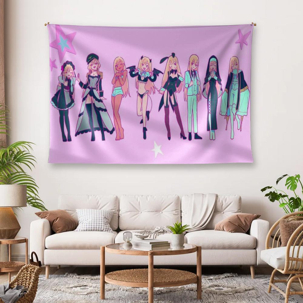 1-piece anime tapestry suitable living room, bedroom, office decoration - horizontal hanging featuring beautiful ED scenes and role-playing styles. Brightly colored polyester poster designed specifically anime fans. Durable horizontal hanging design