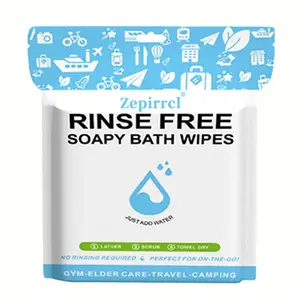 11.81*11.81in Disposable No Rinse Bathing towel for Sensitive Skin - All-in-1 Single Use Shower towel, Simply Dampen, Lather, and Dry Without Shampoo or Rinsing (Sensitive Skin, 1-Pack)