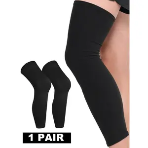 1 Pair Thigh High Compression Leg Sleeves Black Non Slip Elastic Leg Cover Support for Running Cycling Sports Daily Wear Leg Calf Protector