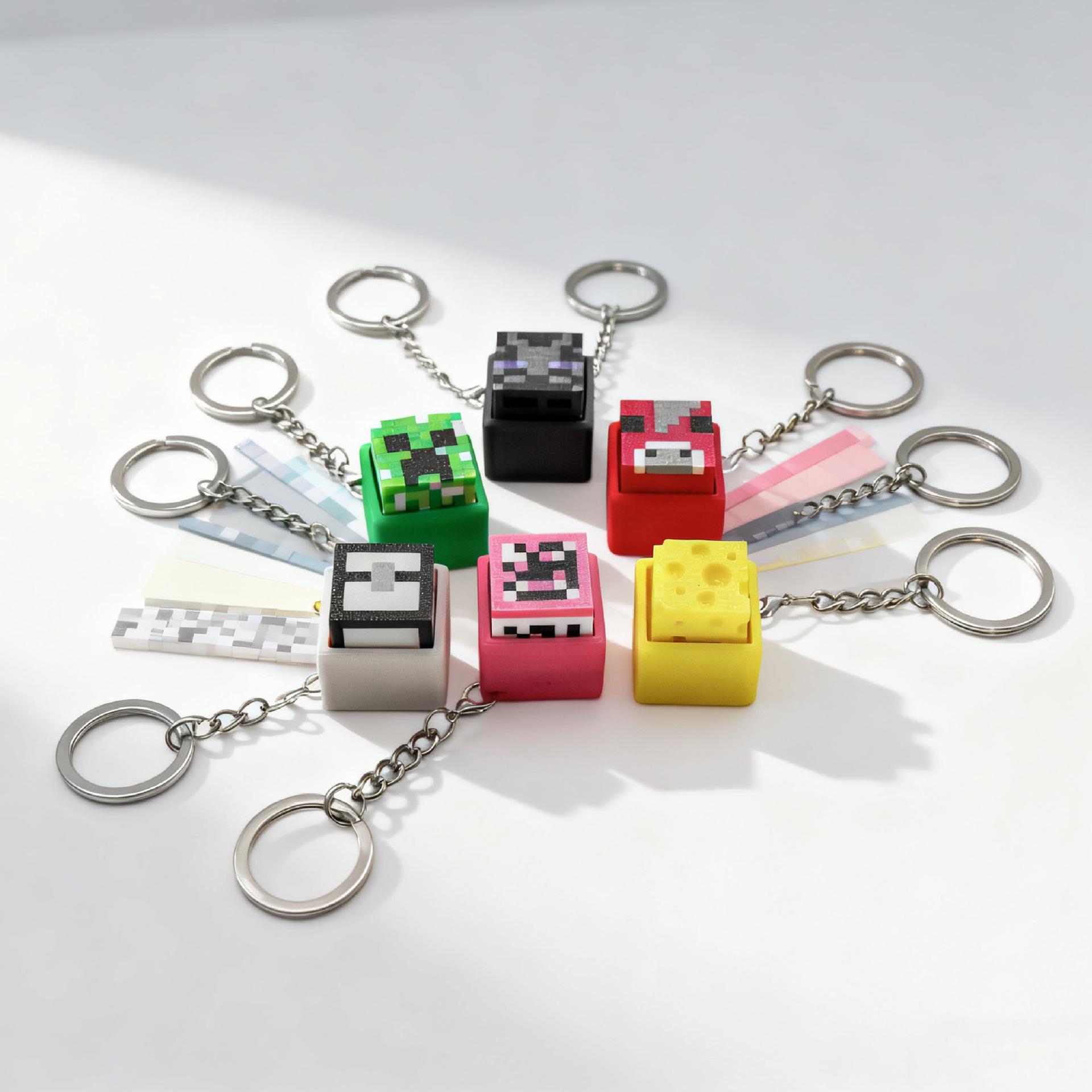 3D printed toy Minecraft stress-relief press-key mechanical keyboard feel clicker stress-relief keychain pendant