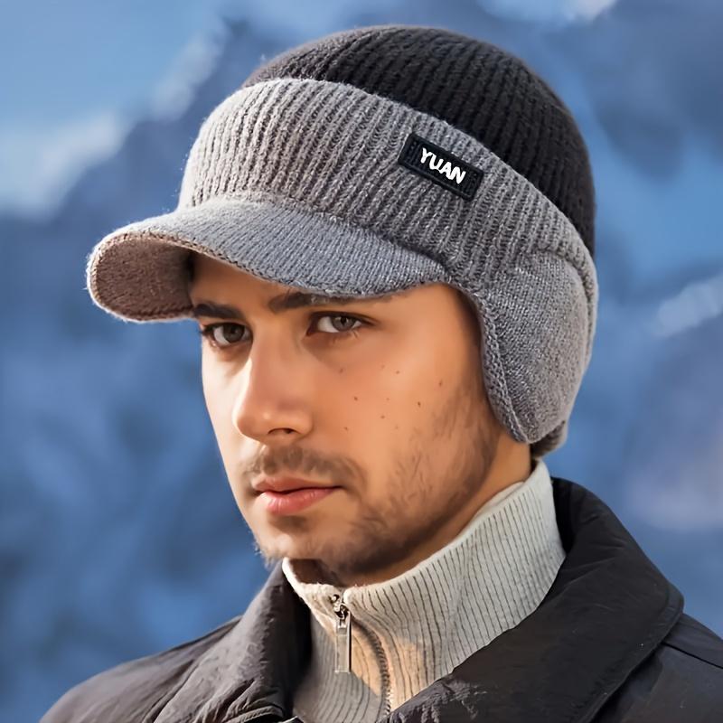 Men's Winter Knitted Earflap Hat - Cold Protection for Skiing, Hiking, Street Style - Elastic Fit, Hand Washable - Available in Outdoor Activities and Daily Winter Accessories, Fashionable Knitted Hat Men's Winter Knitted Earflap Hat - Cold Protection for Skiing, Hiking, Street Style - Elastic Fit, Hand Washable - Available in Outdoor Activities and Daily Winter Accessories, Fashionable Knitted Hat