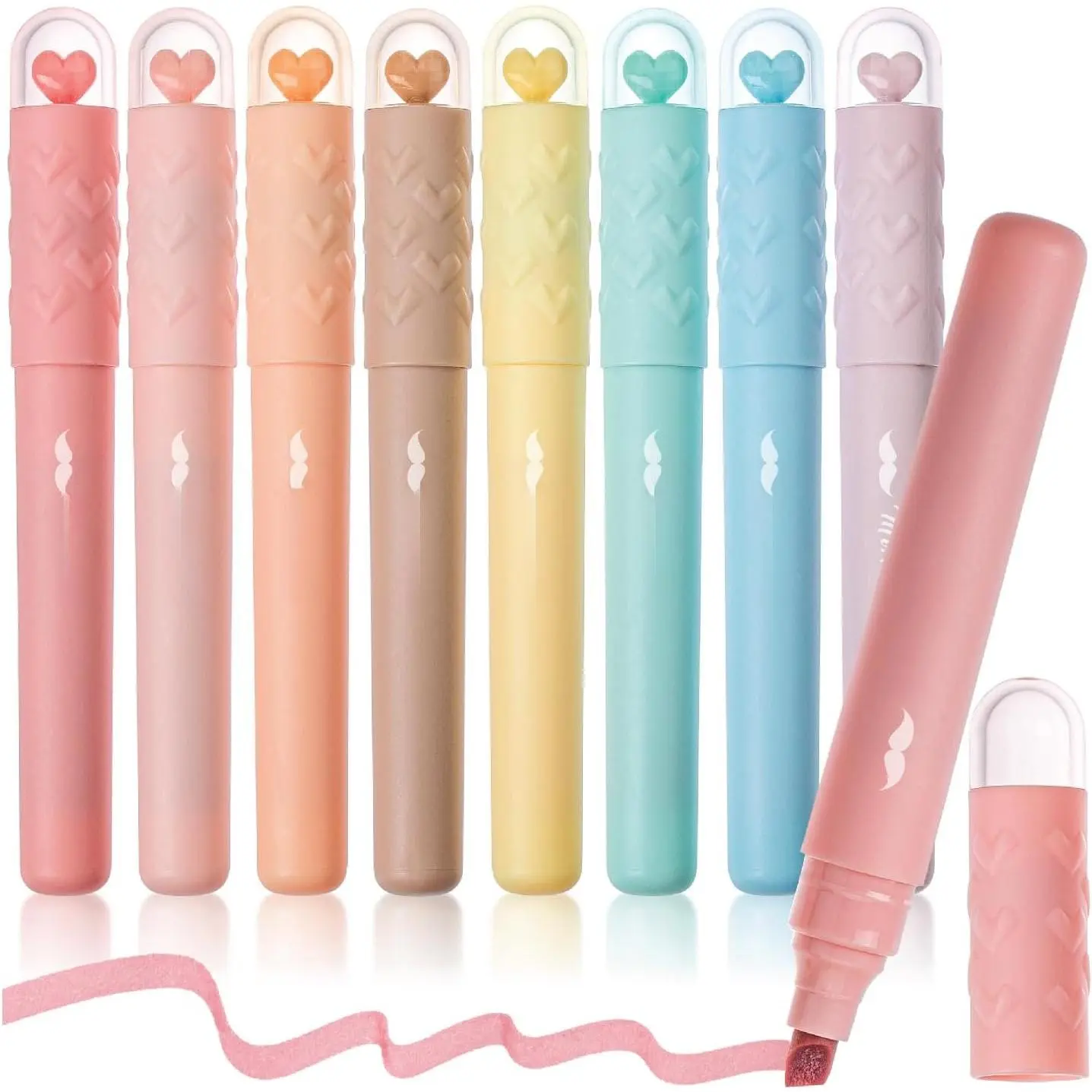 Compact Chisel Tip Highlighters, 8-Count Pastel Colors, Quick-Dry Ink for Smooth Lines, Cute Office & School Stationery for Journaling, Highlighting, Underlining