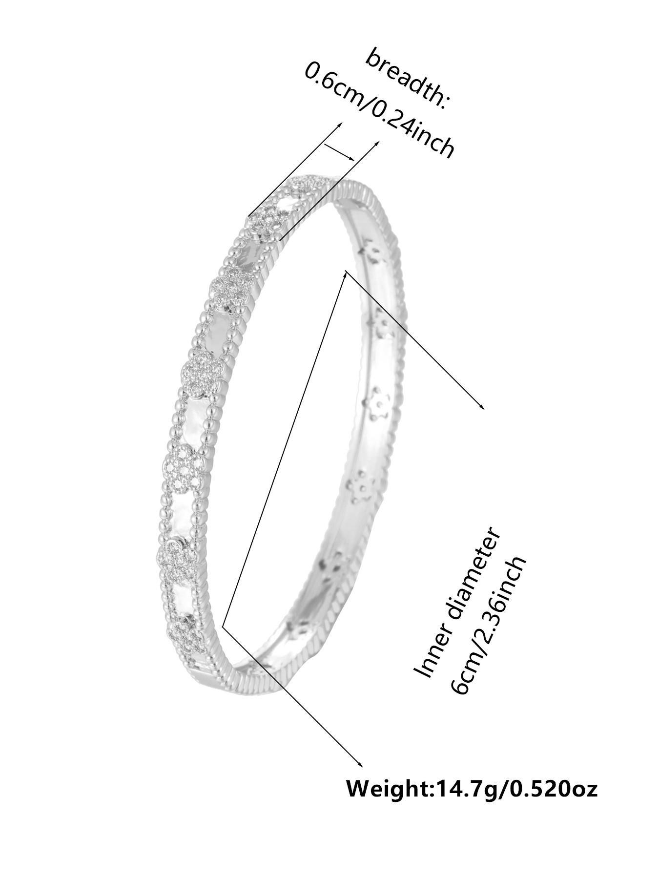 S925 Sterling Silver Artificial Zirconia Decorated Bracelet, Elegant Cuff Bangle Bracelet for Women, Fashion Jewelry for Party, Daily Decor, Trendy All-match & Exquisite Jewelry for Birthday Gift