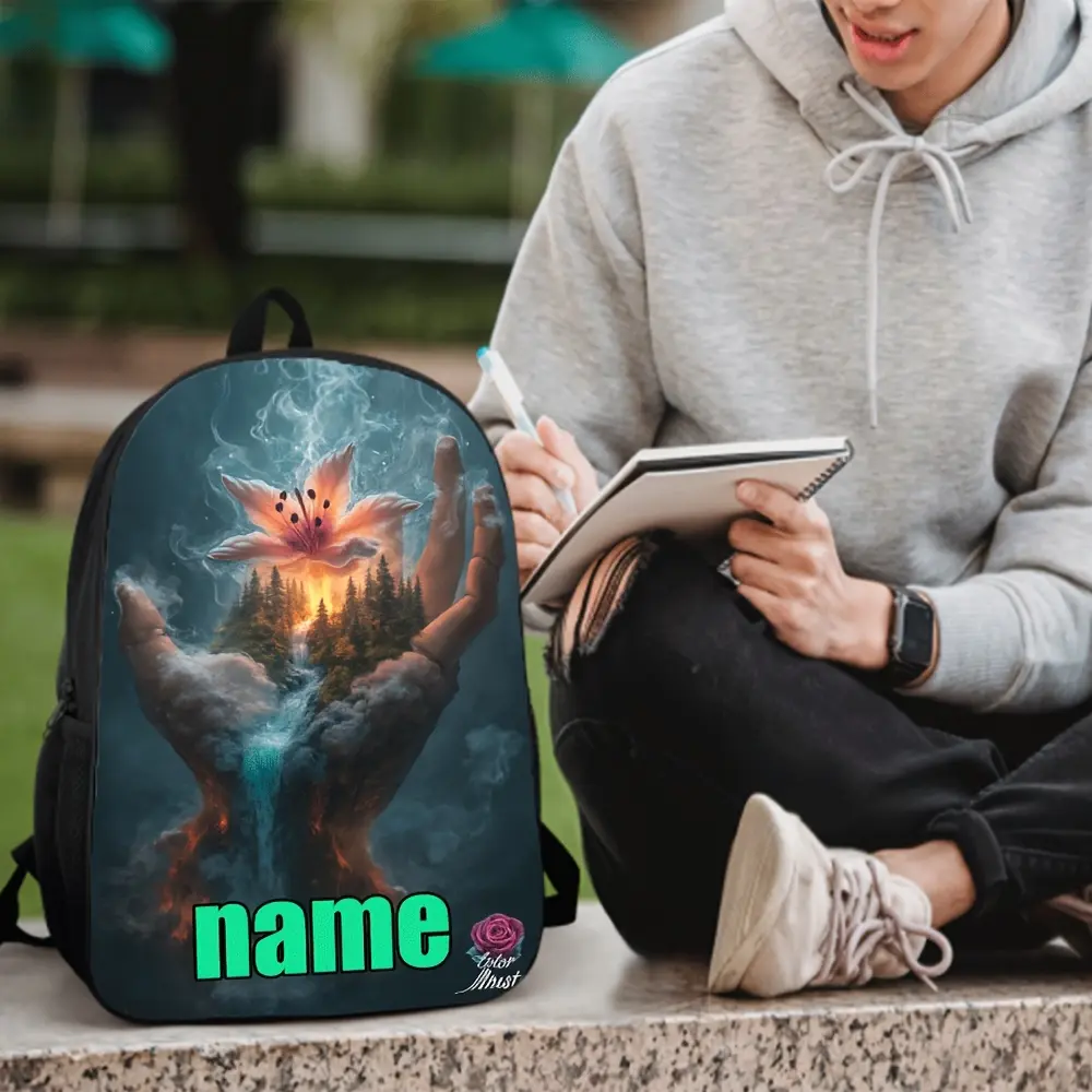 One customizable forest backpack - personalized name, large capacity 43.18cm casual backpack, lightweight and durable, suitable for commuting, travel, and work - a unique gift for Father's Day, Christmas, and birthdays.
