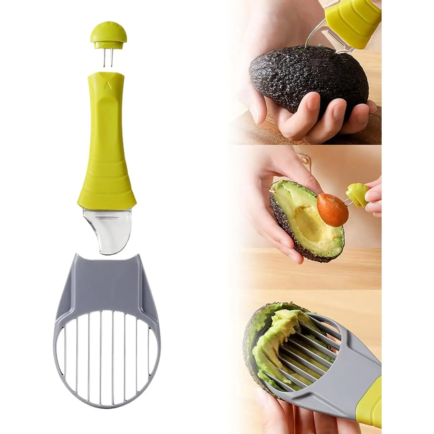 Slicer Tool 3 in 1, Avocado Cutter Tool, Avocado Peeler - 3-in-1: Safe & Easy for All Ages, Slides into Drawer, Great Gift for - Avacado Tool