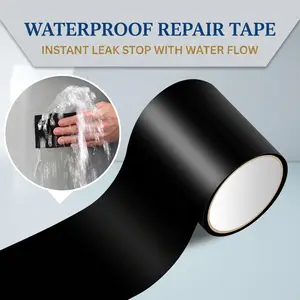 Waterproof Tape Patch & Seal Tape Leak Repair Tape Duct Tape, Black, 4''x 60" – Heavy Duty, Strong-YY1